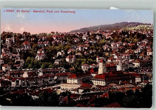 9000 St. Gallen S. Gallo 1917 Foto AK Bahnhof Postamt Rosenberg