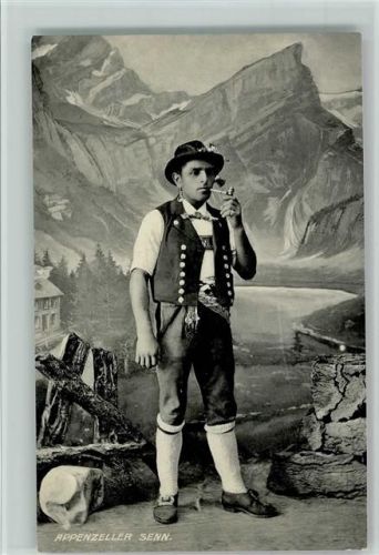 Appenzeller Senn mit Pfeife, gute Erhaltung Tracht Schweiz