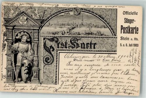 8260 Stein am Rhein 1903 Künstlerkarte Festpostkarte Sänger-Postkarte