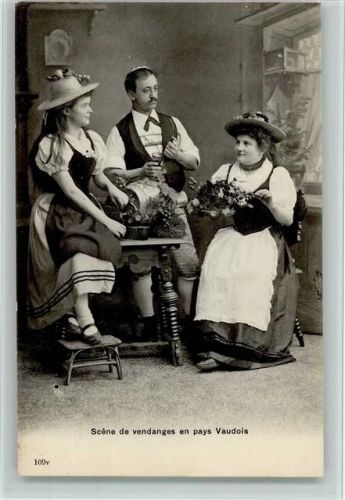 Nr. 109 v Serie Scene de vendanges en pays Vaudois , Weinprobe - gute Erhaltung Tracht Schweiz