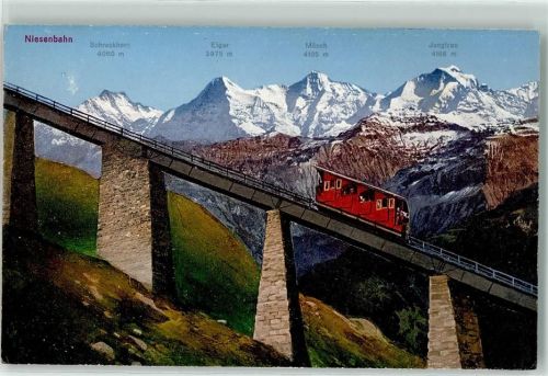 Niesen - Niesenbahn Viadukt Hegernalp Schreckhorn Eiger Mönch und Jungfrau