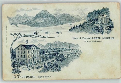 6377 Seelisberg Vorläufer Hotel Löwen Lithographie