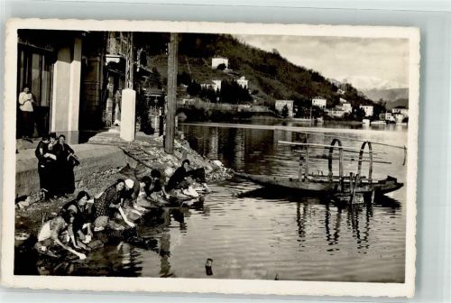 6988 Ponte Tresa Foto AK Waschfrauen Luganersee Ort lt. Stempel