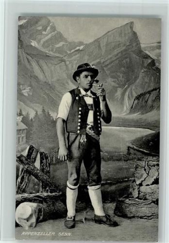 Appenzeller Senn mit Pfeife, gute Erhaltung Tracht Schweiz