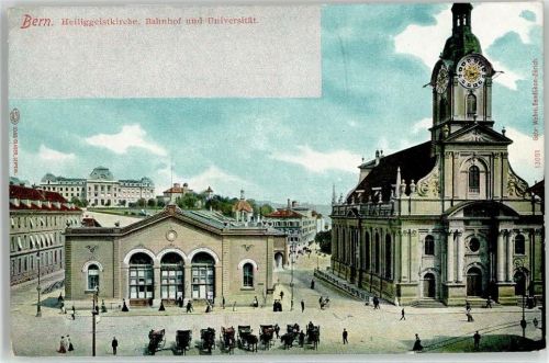 3000 Bern Berne Lithographie Kirche Bahnhof Universität