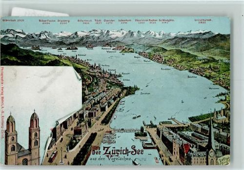 8000 Zürich 1908 KEINE AK Zürichsee aus der Vogelschau AK