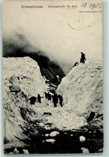 Grimsel 1906 - Grimselstrasse Schneebruch im Juni