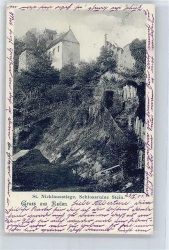 5400 Baden Künstlerkarte Schlossruine Stein