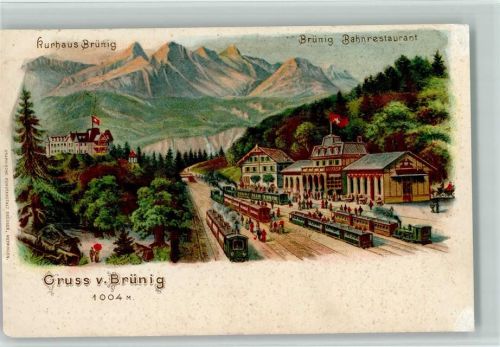 3860 Brünig 1903 Lithographie Kurhaus Brünig Brünig Bahnrestaurant