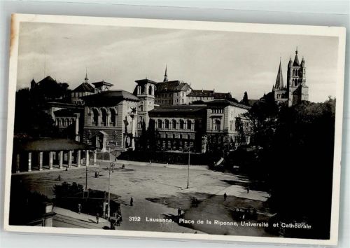 1000 Lausanne Losanna 1929 Foto AK Universität Kirche Kathedrale Place de la Riponne