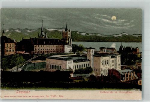 1000 Lausanne Losanna 1908 Mondschein Kirche Universität