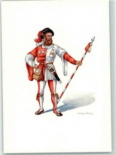 3000 Bern Berne Künstlerkarte PTT-Museum Standesläufer von Solothurn Kostüm des XVI. Jahrhundert sign