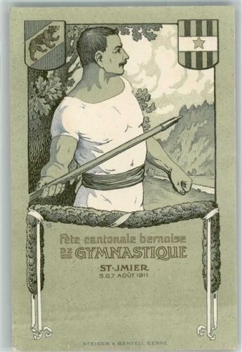 2610 St-Imier Saint-Imier Lithographie Fete Cantonale Bernoise de Gymnastique 5.6.7. Aout 1911 Stauchung