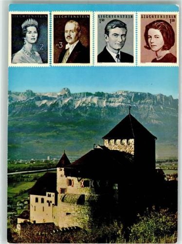 9490 Vaduz Foto AK Schloss Portrait Fürst Franz Josef II. Fürstin Gina Erbprinz Hans Adam Erbprinesssin Maria Aglee