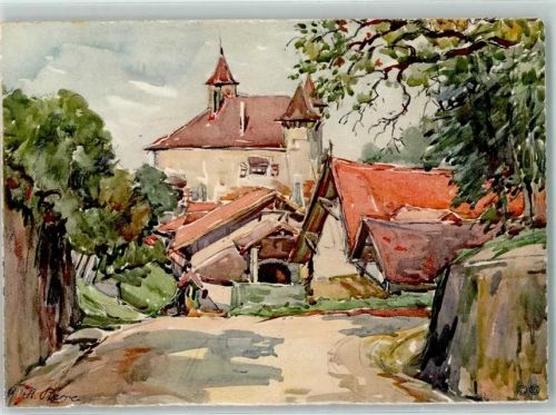 2028 Vaumarcus Künstlerkarte Schloss sign. A Pierre