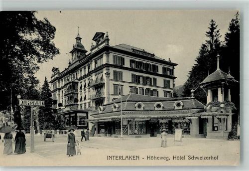 3800 Interlaken Foto AK Hotel Schweizerhof Höheweg Geschäft