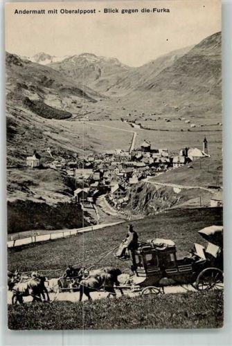 6490 Andermatt Foto AK Postkutsche Oberalppost