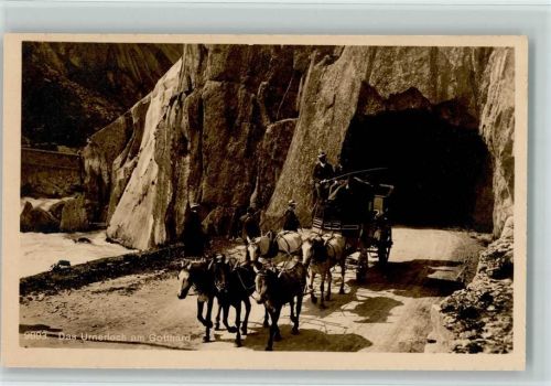 Das Urnerloch am Gotthard - Verlag Wehrli 9893 AK Postkutsche Schweiz 1919 Foto AK