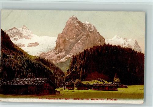 3860 Rosenlaui - Ortsansicht mit Wall- und Wetterhorn