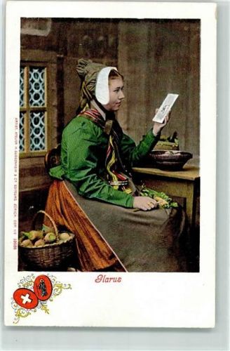 Glarner Trachtenfrau Ort lt. Verlag