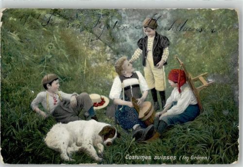 9042 Speicher 1911 Lithographie Tracht Kinder