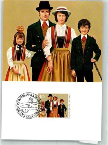 9490 Vaduz 1980 FOTO KEINE AK Tracht Briefmarke Bildseite Ganzsache