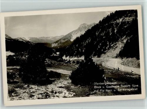 Piz Nair Moritz - Ofenbergstrasse Blick vom Gasthaus Susom Gjve auf Piz Nair und Sarsuragebiet