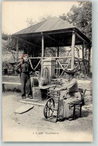 1200 Genève Genf - Confidence Bäuerin am Spinnrad Ort lt. Fotograf