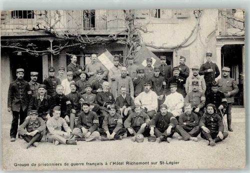 1806 St-Légier-La Chiésaz 1916 Gebrauchsspuren Groupe de pisonniers de guerre francais a l'Horel Richemont