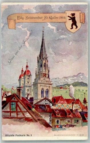 9000 St. Gallen S. Gallo Künstlerkarte Offizielle Karte Nr. 3