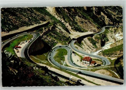 Schöllenen Foto AK LKW Omnibus Auto Gotthardstrasse Gasthaus