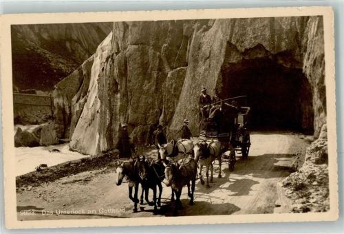 6490 Andermatt 1913 - Das Urnerloch am Gotthard Postkutsche