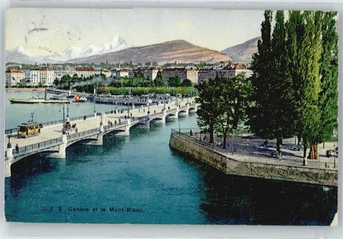 1200 Genève Genf - Panorama Straßenbahn Mont Blanc