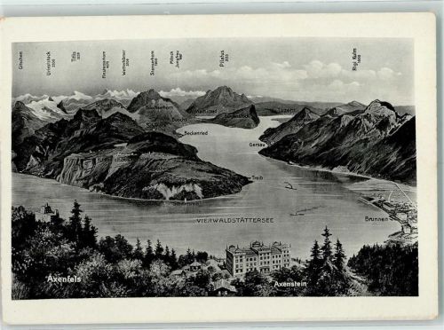 6440 Brunnen - Vierwaldstättersee Bergkette beschriftet