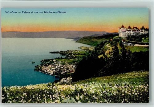 1824 Caux - Palace et vue sur Montreux-Clarens Abendrot