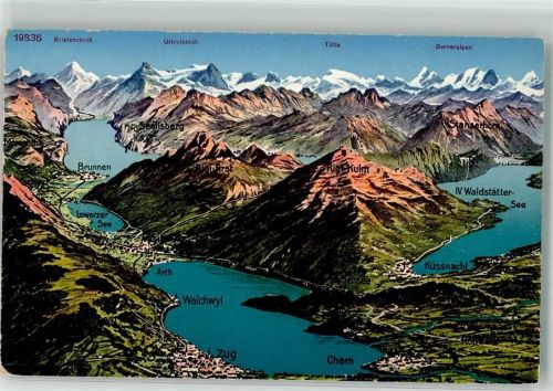 6330 Cham Gebrauchsspuren Zugersee Vierwaldstättersee Lowerzersee Landkarte