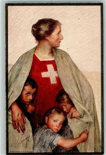Helvetia mit Kindern sign. Eug. Durnand Bundesfeier / Pro Patria Schweiz 1917