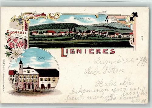 2523 Lignières 1899 BOAKC Hotel Communi Lithographie