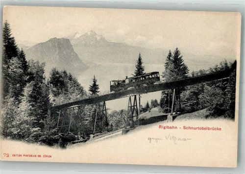 6354 Vitznau Foto AK Rigibahn Zahnradbahn Schnurtobelbrücke