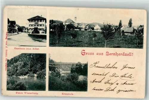 9304 Bernhardzell 1901 Gebrauchsspuren Gasthaus Adler Fähre winterburg Erlenholz