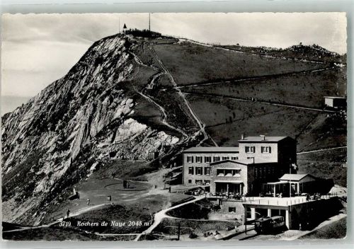 Rochers de Naye Foto AK Zahnradbahn Bahnhof Gasthaus