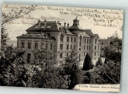 2000 Neuchâtel Neuenburg 1916 Foto AK Ecole de Commerce