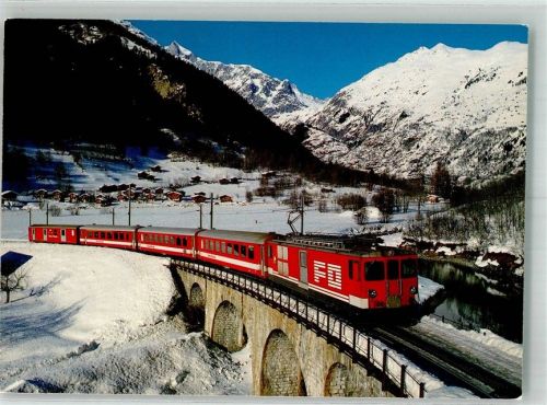 3984 Fiesch Winter Eisenbahn Furka.Oberalp-Bahn