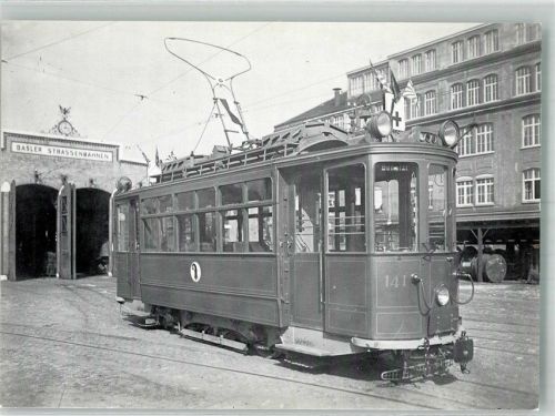 4000 Basel Bâle Foto AK Straßenbahn Serie 137-148 1914 Depot Klybeck