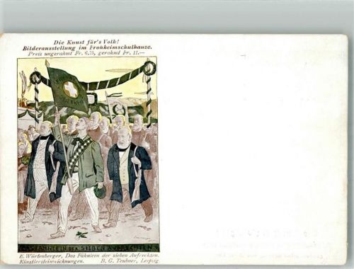 Olten Kunst für das Volk Schulhaus Frohheim Künstlersteinzeichnungen B.G. Teubner Das Fähnlein der sieben Kunstausstellung 1900