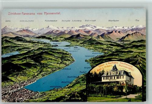 8132 Egg bei Zürich - Zürichsee-Panorama vom Pfannenstiel Hotel Kurhaus Hochwacht 2-Bildaufnahme