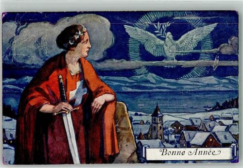 Friedenstaube Bonne Annee WK I Helvetia Gebrauchsspuren