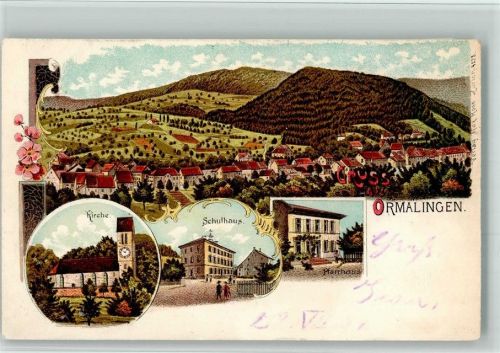 4466 Ormalingen 1901 BOAKC Schulhaus Pfarrhaus Lithographie