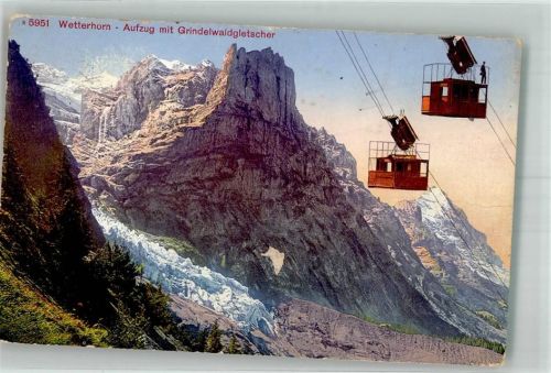 Wetterhorn Grindelwald 1915 Foto AK Seilbahn Grindelwaldgletscher Feldpost WK I Konstanz