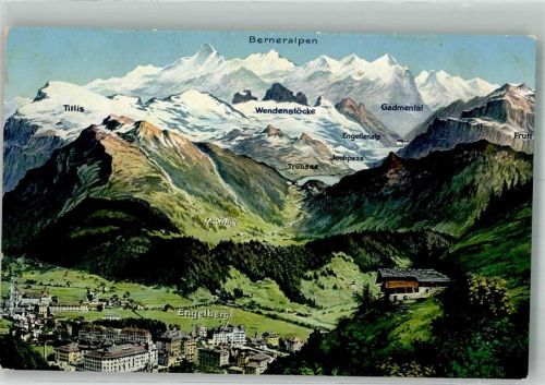 6390 Engelberg Foto AK Vogelschau Trübsee Jochpass